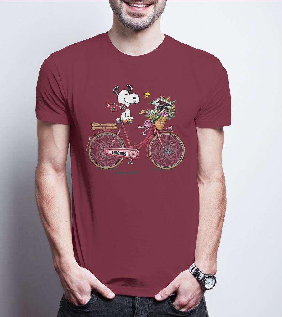 Atlanta Falcons Snoopy Woodstock Bicycle Adventure T-Shirt