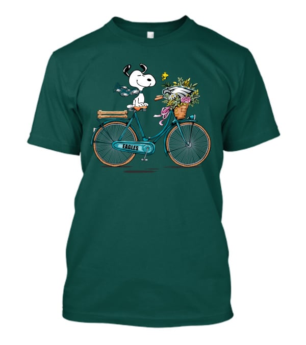 Philadelphia Eagles Snoopy Bicycle Flower Basket T-Shirt
