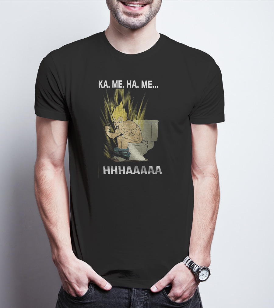 KA ME HA ME HHHAAAAA Funny Son Goku Toilet Scene T-Shirt