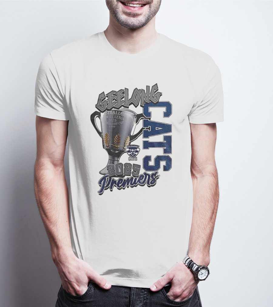 Geelong Cats AFL Premiers 2025 Champions Cup Football T-Shirt