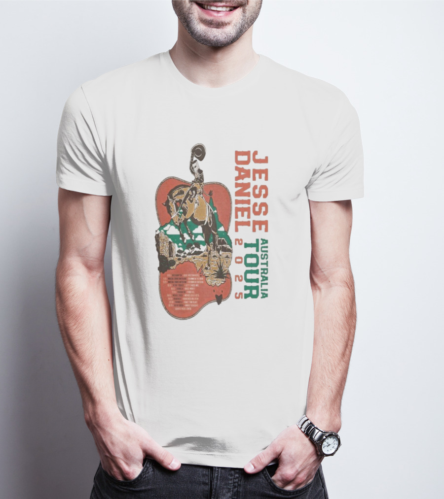 Jesse Daniel Australia Tour 2025 Tiru Forsyth Cowboy Retro Western Style T-Shirt
