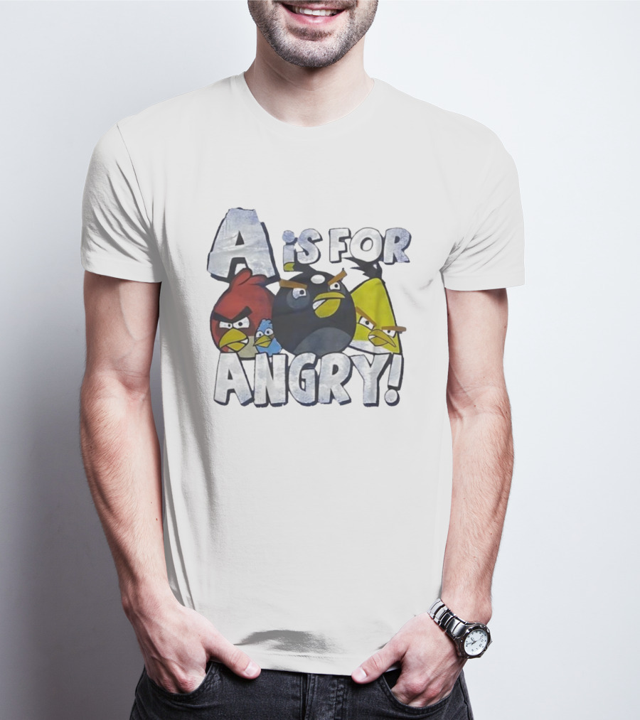A Is For Angry Birds Characters Text Design T-Shirt