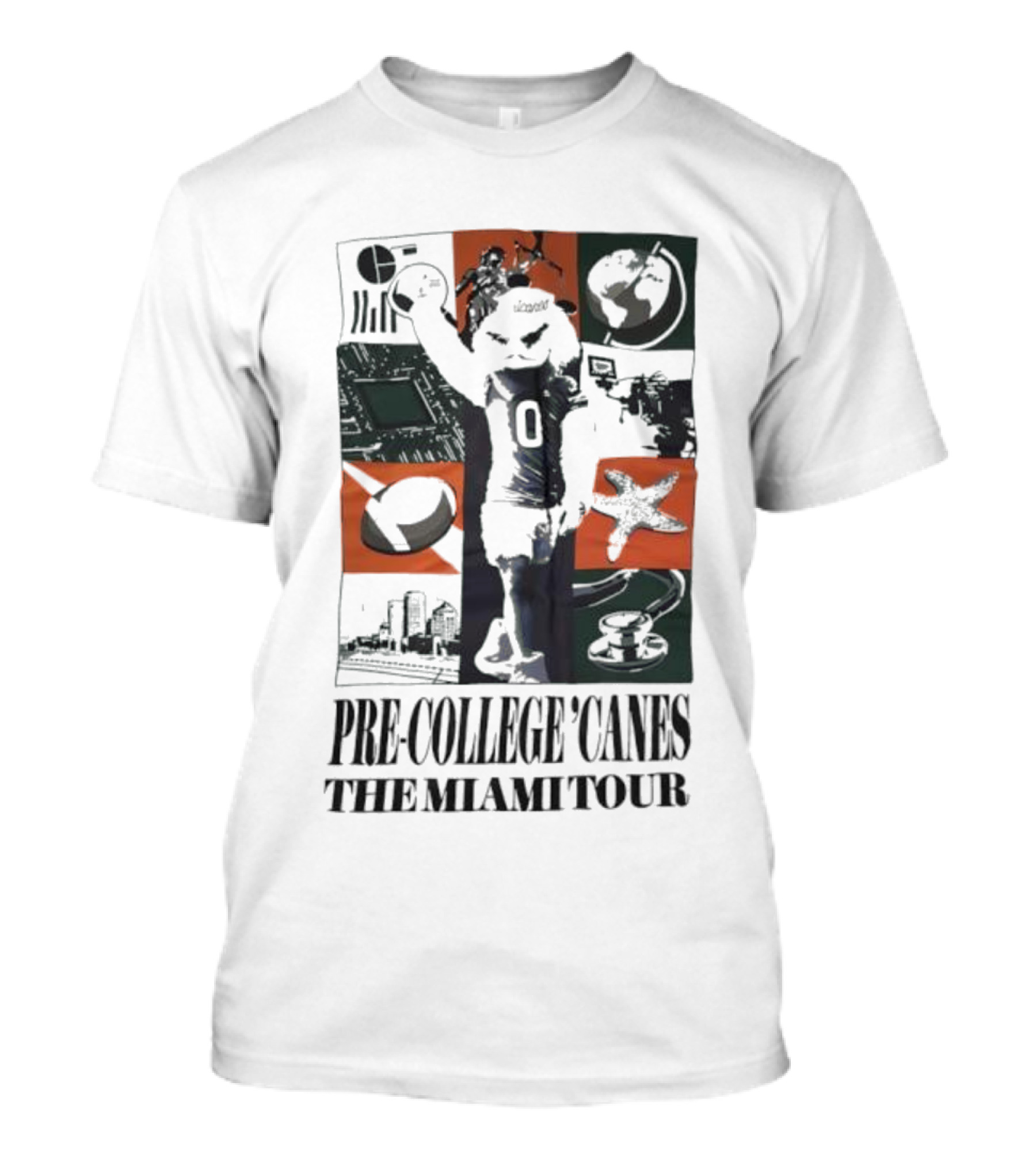 Pre-College 'Canes The Miami Tour Hurricanes Football Astronaut Cityscape Starfish Basketball T-Shirt