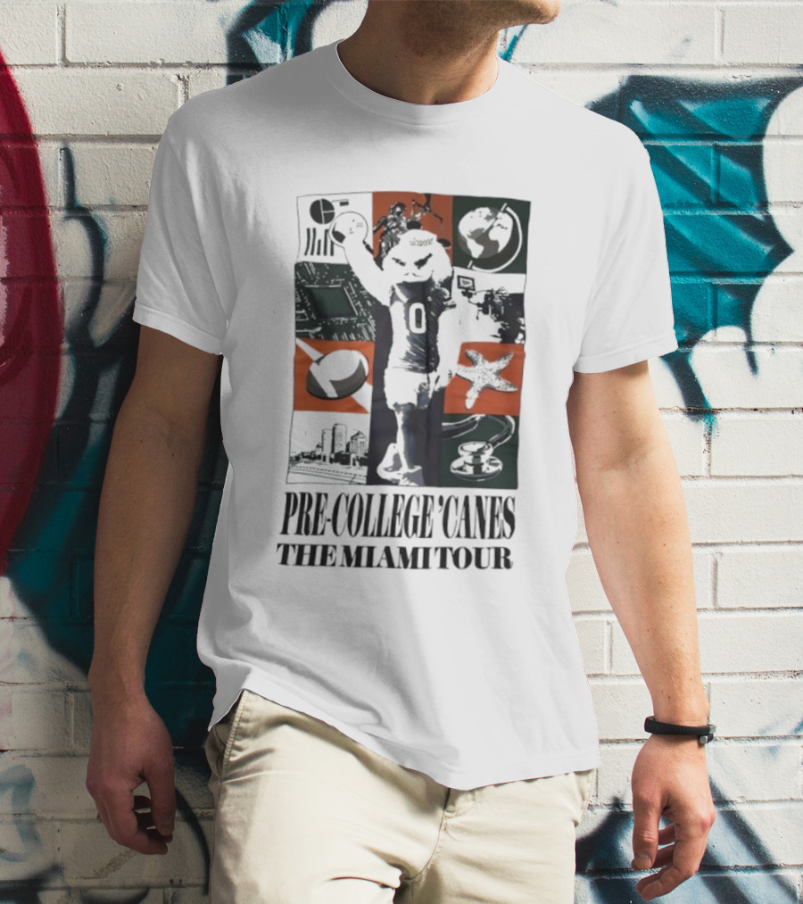 Pre-College 'Canes The Miami Tour Hurricanes Football Astronaut Cityscape Starfish Basketball T-Shirt