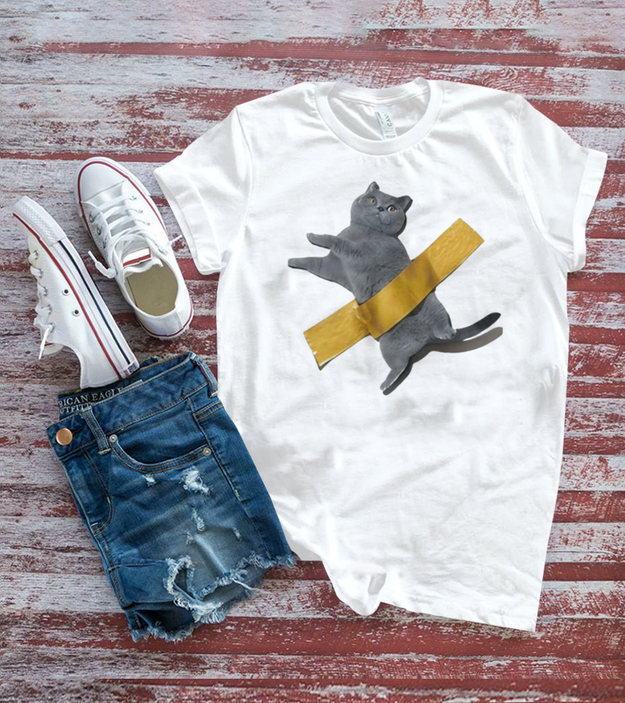 Tape Cat Joke Humor Duct Tape Gag T-Shirt