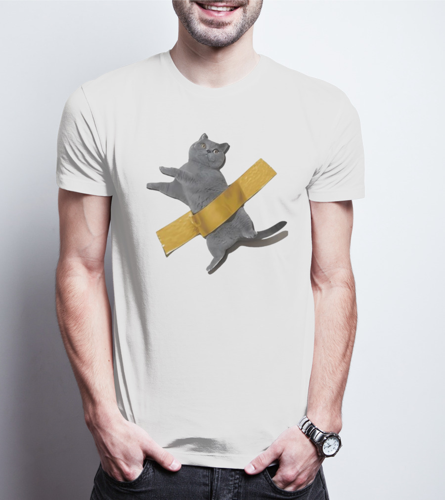 Tape Cat Joke Humor Duct Tape Gag T-Shirt