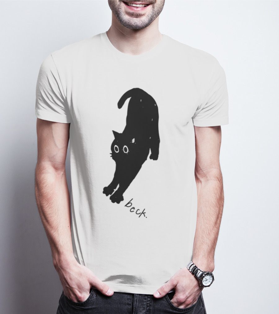 Beck Stretching Cat Silhouette Black Outline T-Shirt