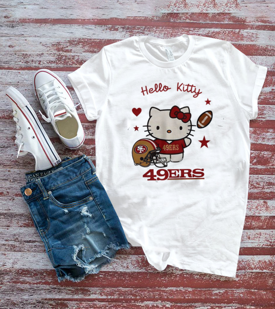 Hello Kitty 49ers Collaboration San Francisco Football Helmet T-Shirt