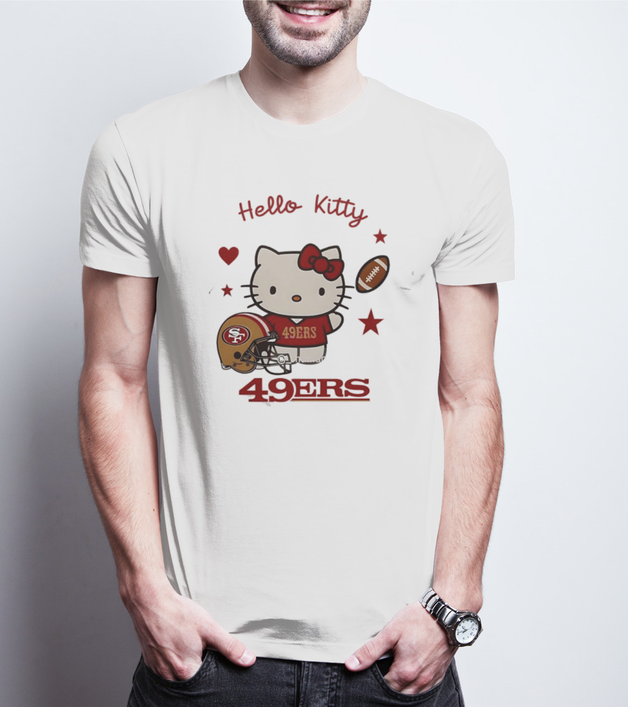 Hello Kitty 49ers Collaboration San Francisco Football Helmet T-Shirt