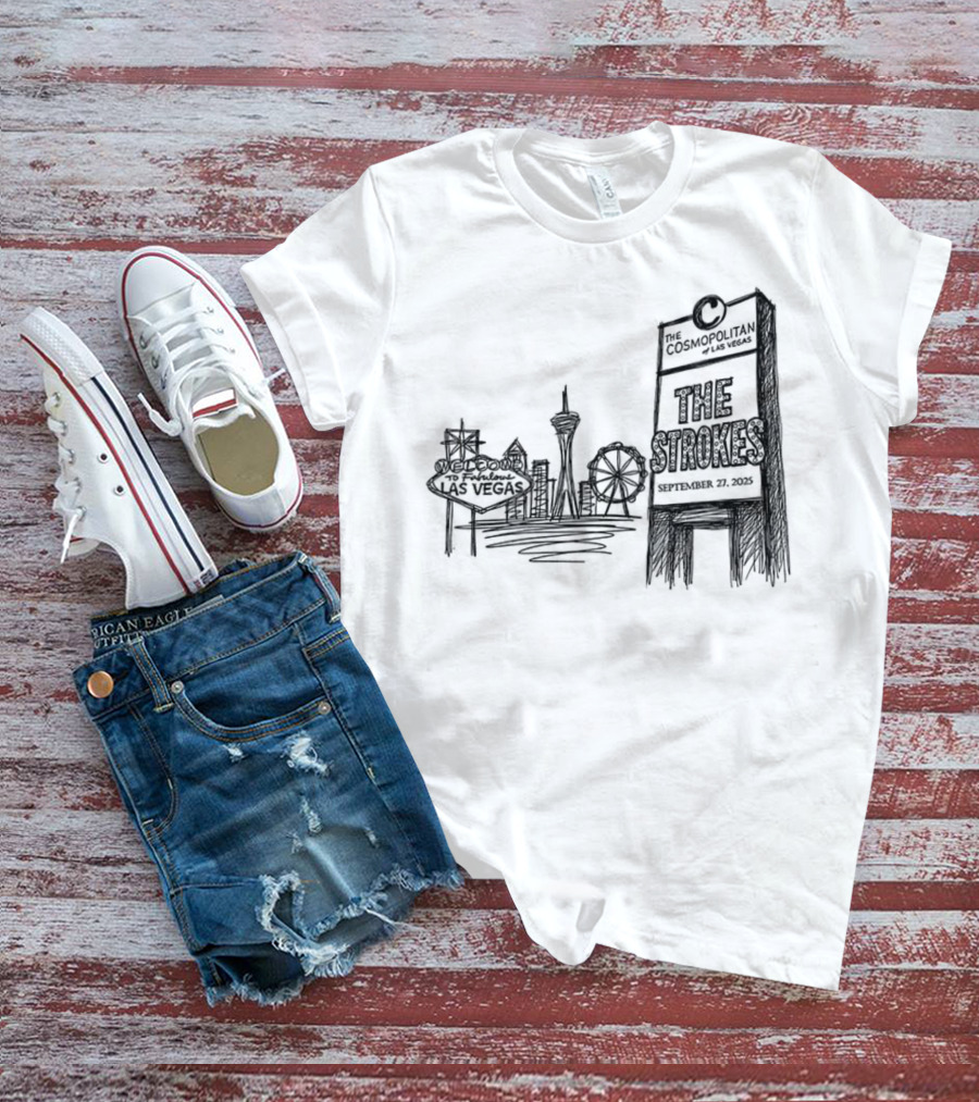 Las Vegas Landmarks Neon Sign Skyline 2025 T-Shirt