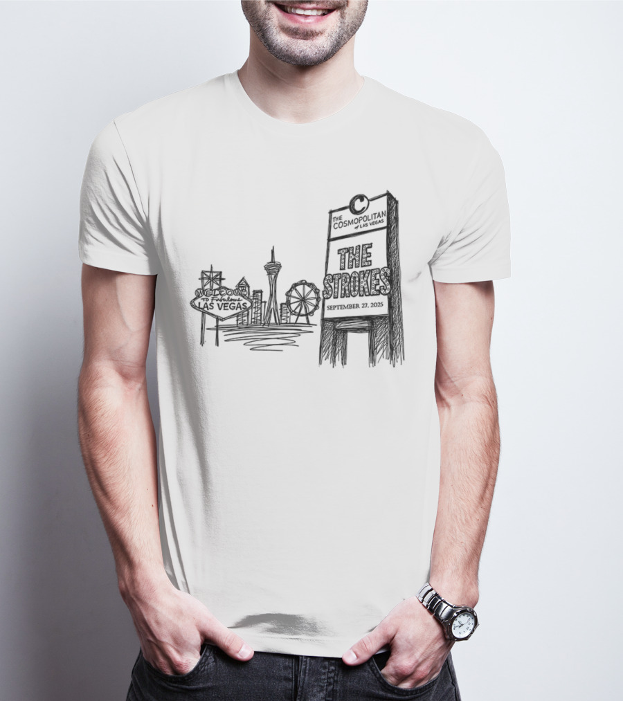 Las Vegas Landmarks Neon Sign Skyline 2025 T-Shirt