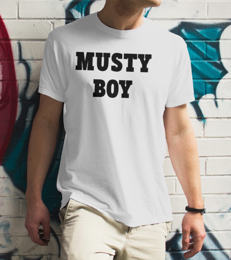 Musty Boy Fun Doodle Typography Hand-Drawn Sketch Style T-Shirt