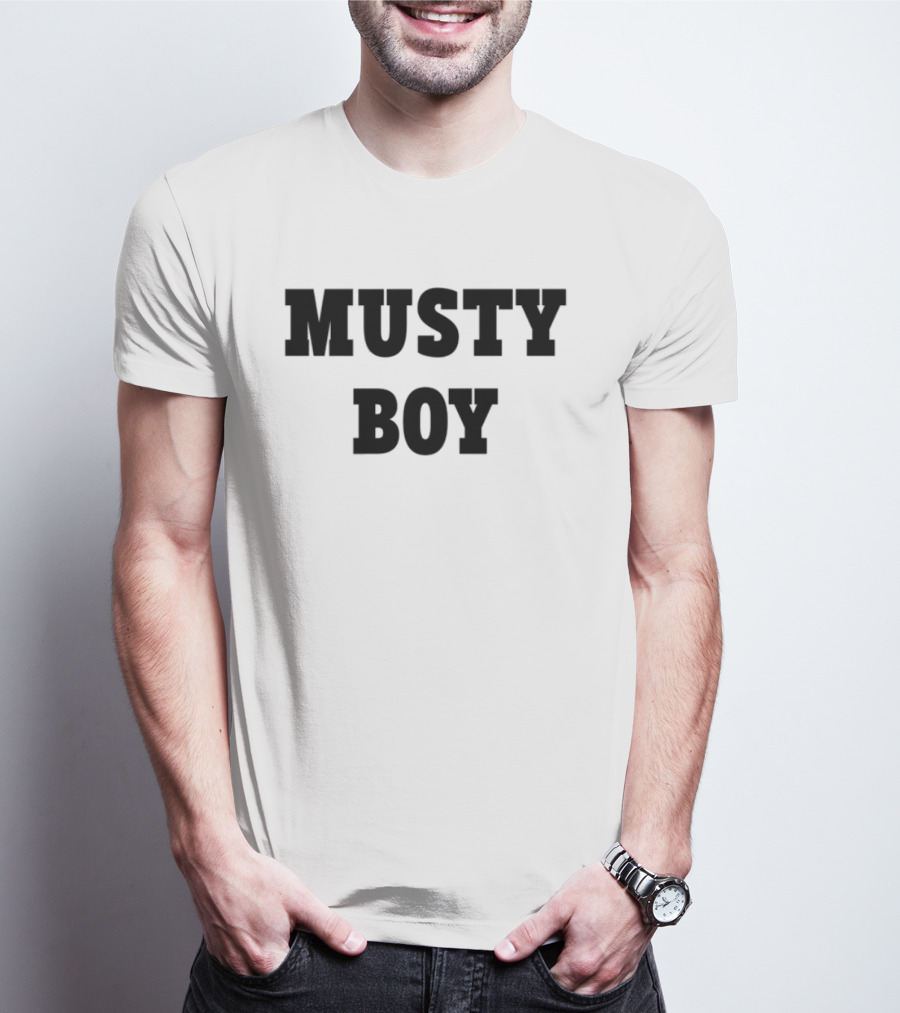 Musty Boy Fun Doodle Typography Hand-Drawn Sketch Style T-Shirt