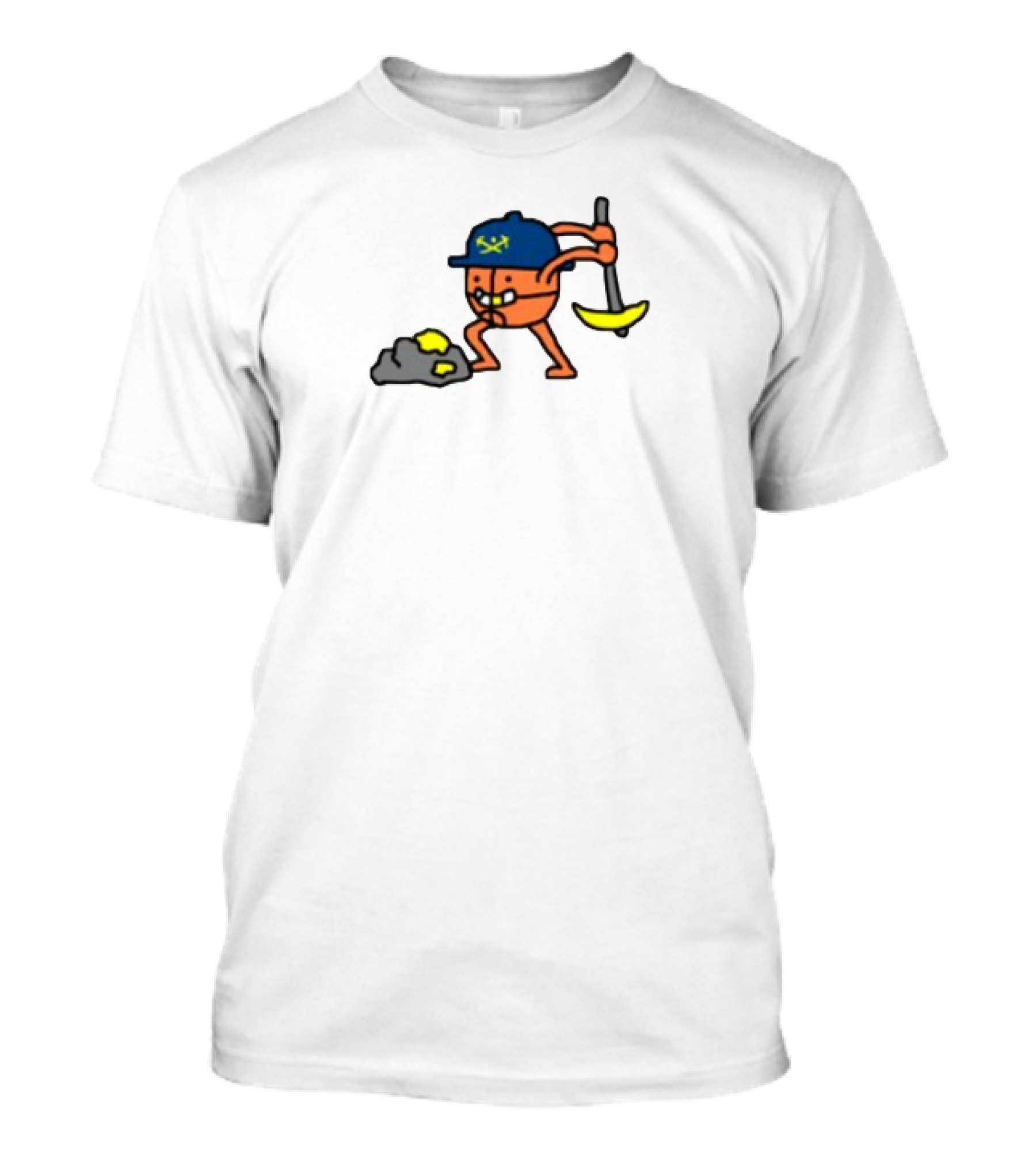 Miner Character With Pickaxe Discovering Gold Nuggets T-Shirt