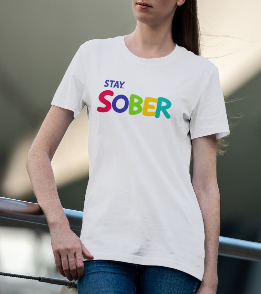 Stay Sober Bright Colorful Text Gaming T-Shirt