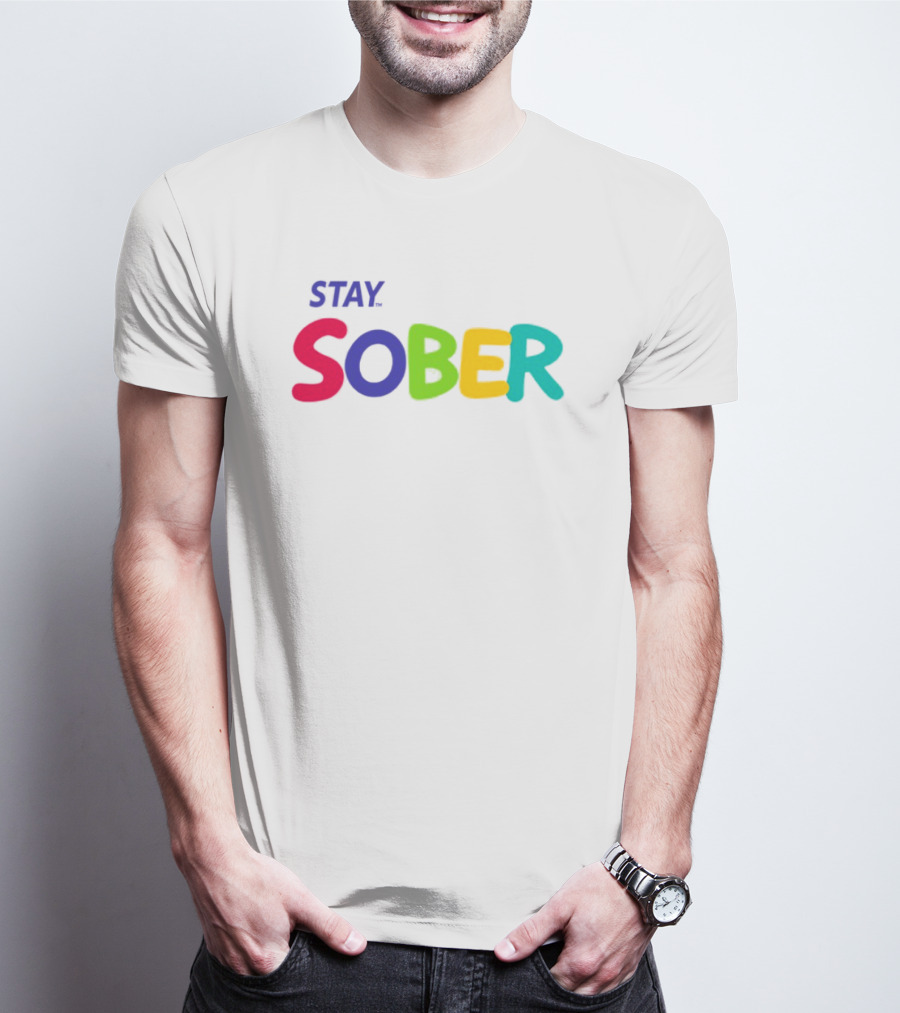 Stay Sober Bright Colorful Text Gaming T-Shirt