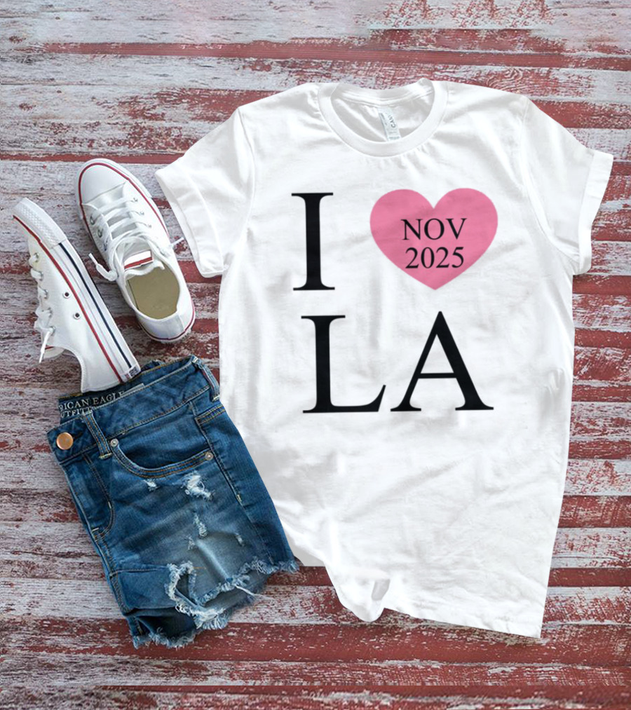 I Love LA Nov 2025 Heart Pink T-Shirt