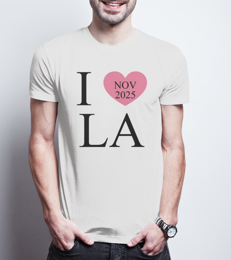 I Love LA Nov 2025 Heart Pink T-Shirt