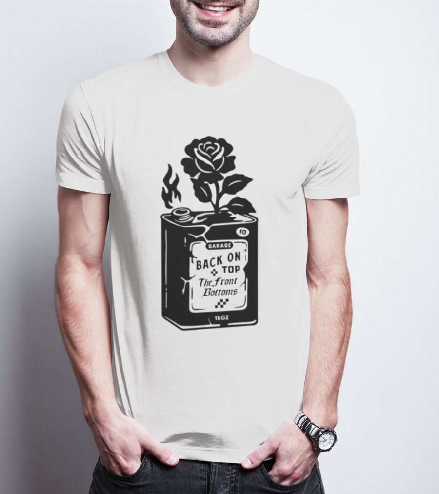 Back On Top The Front Bottoms Lighter-Inspired Art With Rose Motif T-Shirt