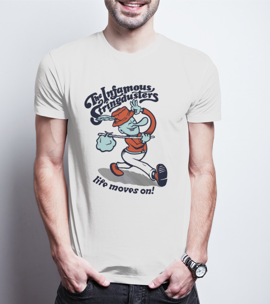The Infamous Stringdusters Cartoon Character Life Moves On T-Shirt