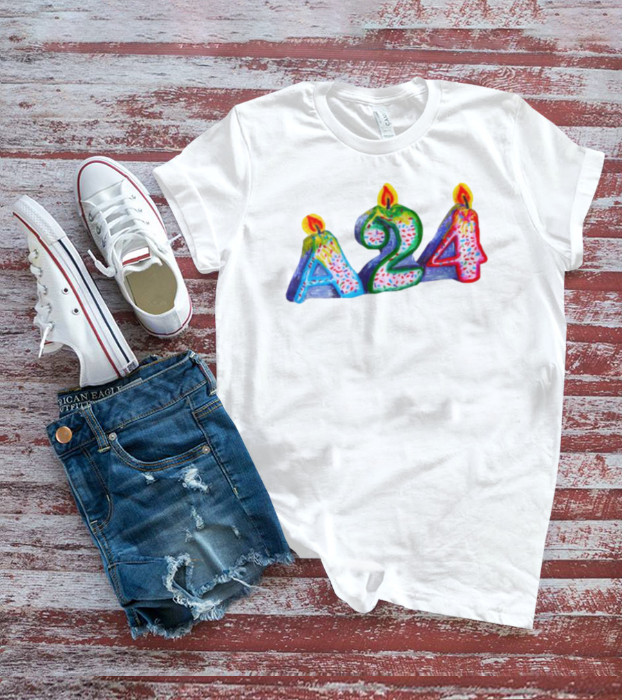 A24 Birthday Candle Celebration Event Festive Candles T-Shirt
