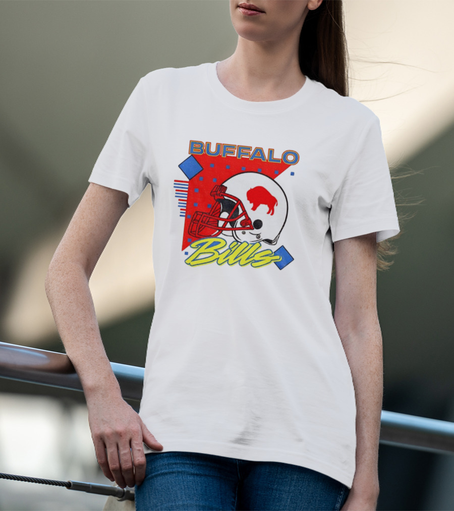 Buffalo Bills 90s Style Football Helmet Retro NFL Game Day T-Shirt