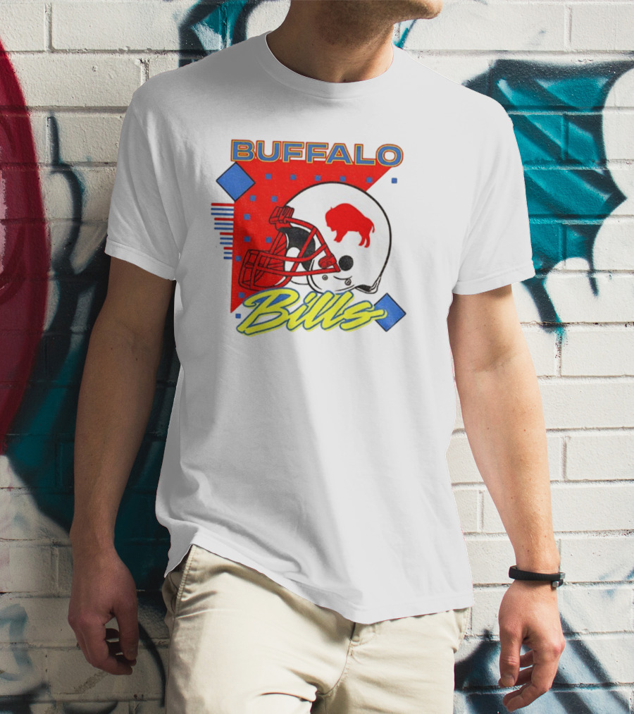 Buffalo Bills 90s Style Football Helmet Retro NFL Game Day T-Shirt