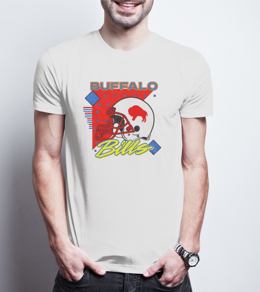 Buffalo Bills 90s Style Football Helmet Retro NFL Game Day T-Shirt