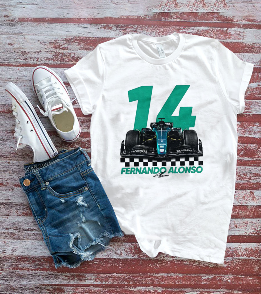Fernando Alonso 14 F1 Racing Legend Signature Motorsport Fan T-Shirt