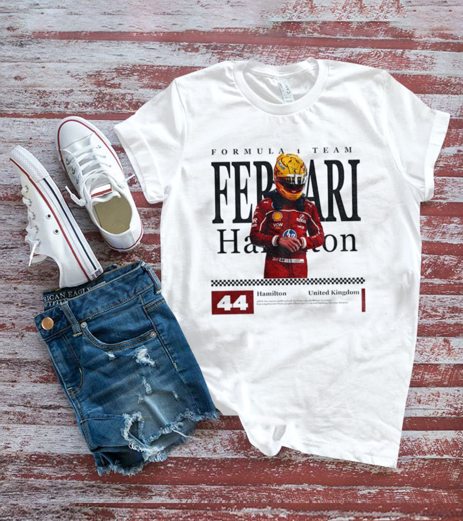 Ferrari Hamilton Red Racing Suit 44 UK Formula 1 Team T-Shirt