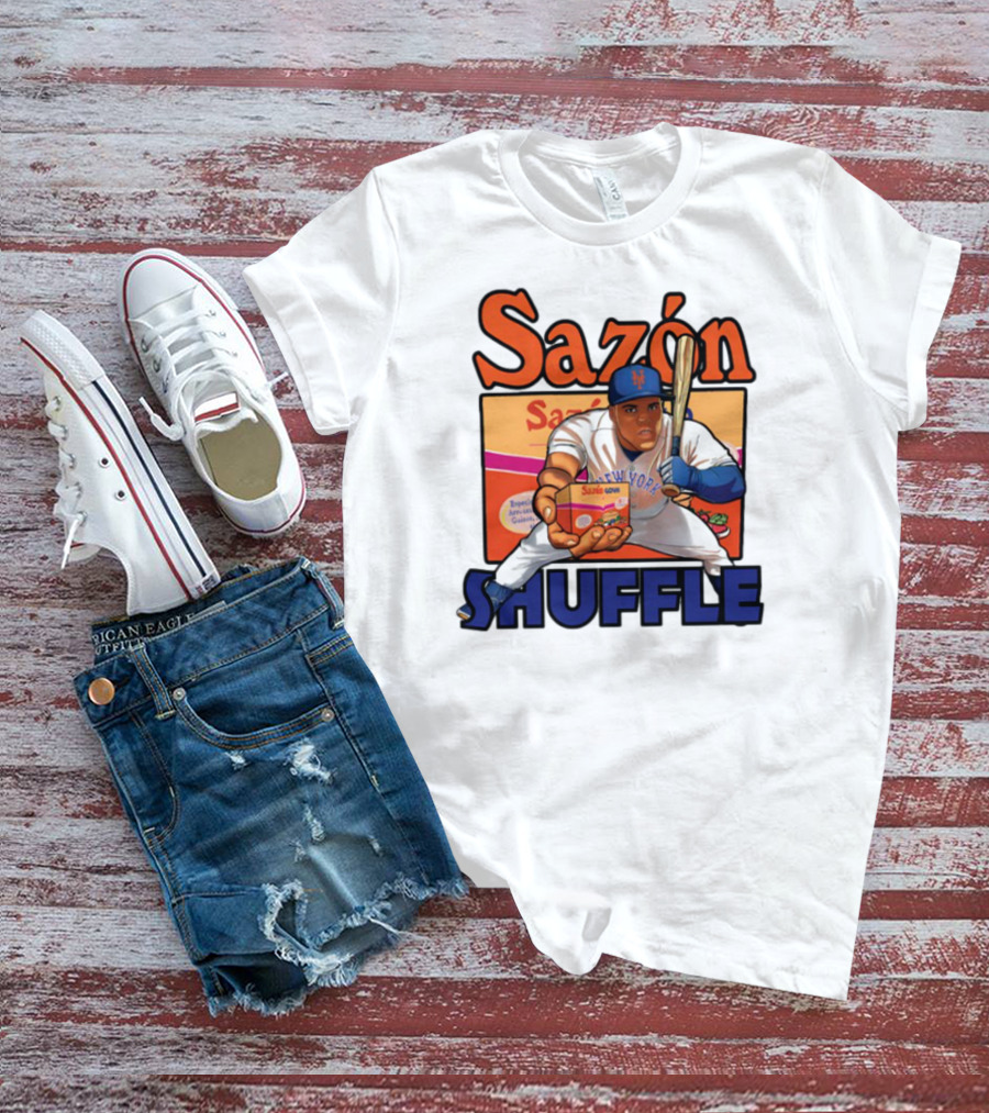 New York Sazón Goya Baseball Player Shuffle T-Shirt