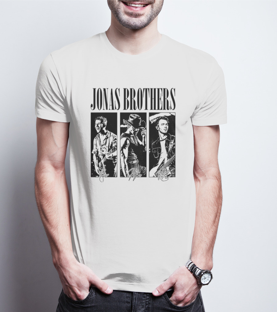 Jonas Brothers Vintage 90's Boy Band Signature Retro Style T-Shirt
