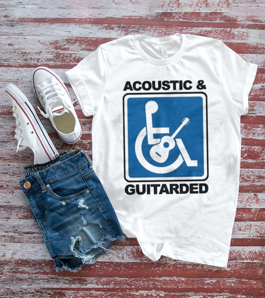 Acoustic And Guitarded Wheelchair Symbol Guitar Icon T-Shirt