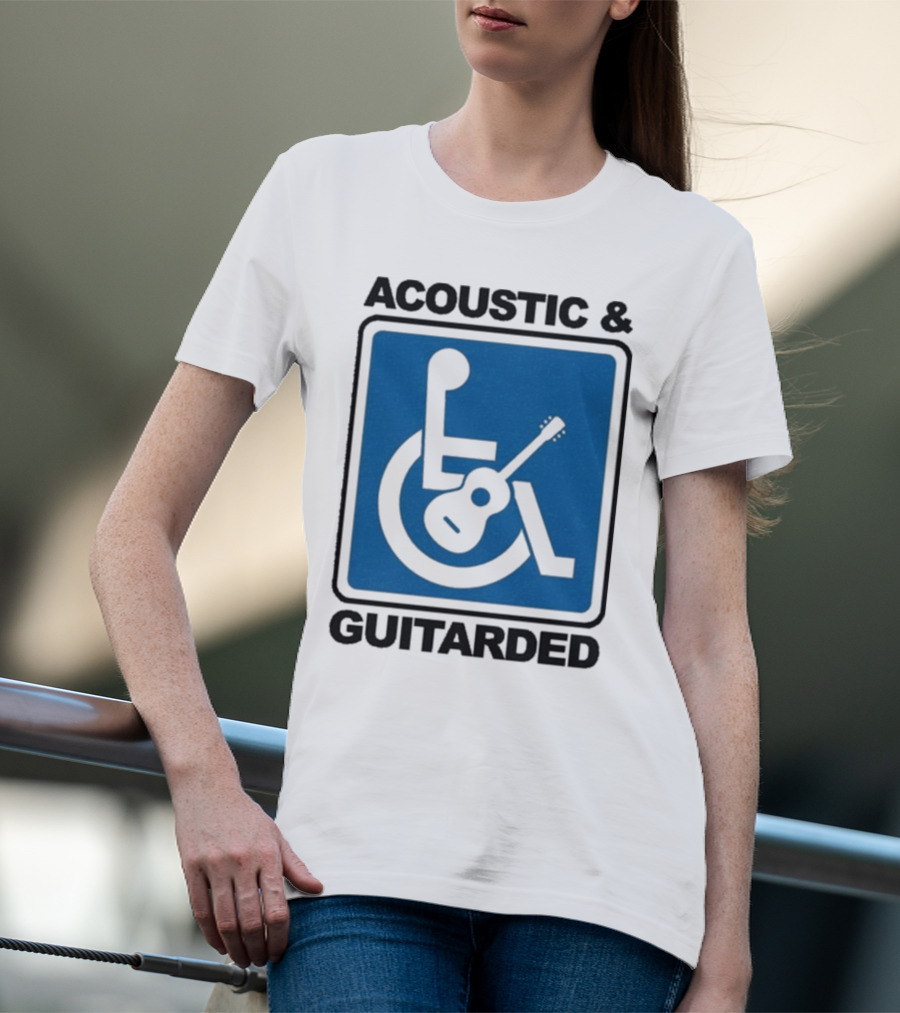 Acoustic And Guitarded Wheelchair Symbol Guitar Icon T-Shirt