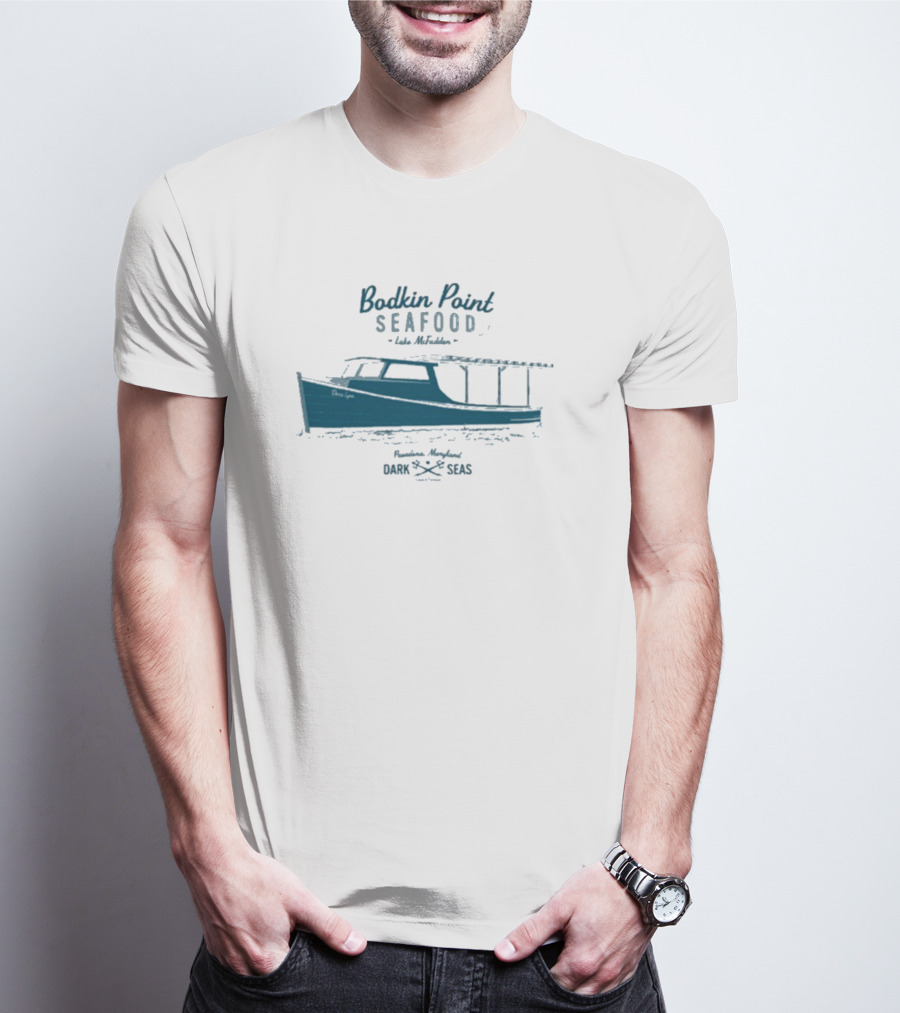 Dark Seas Bodkin Point Seafood Luke McFadden Annapolis Maryland Boat T-Shirt