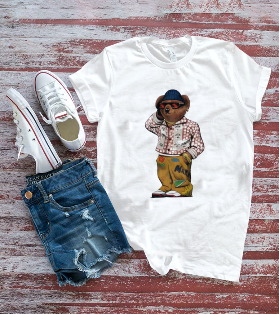 Folk Fitted Bear Floral Pattern Jacket Cool Style T-Shirt