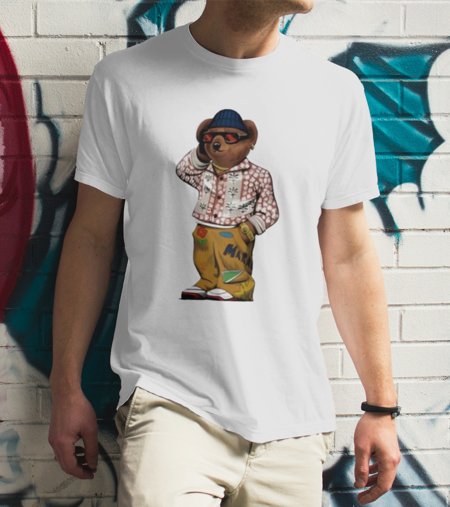 Folk Fitted Bear Floral Pattern Jacket Cool Style T-Shirt