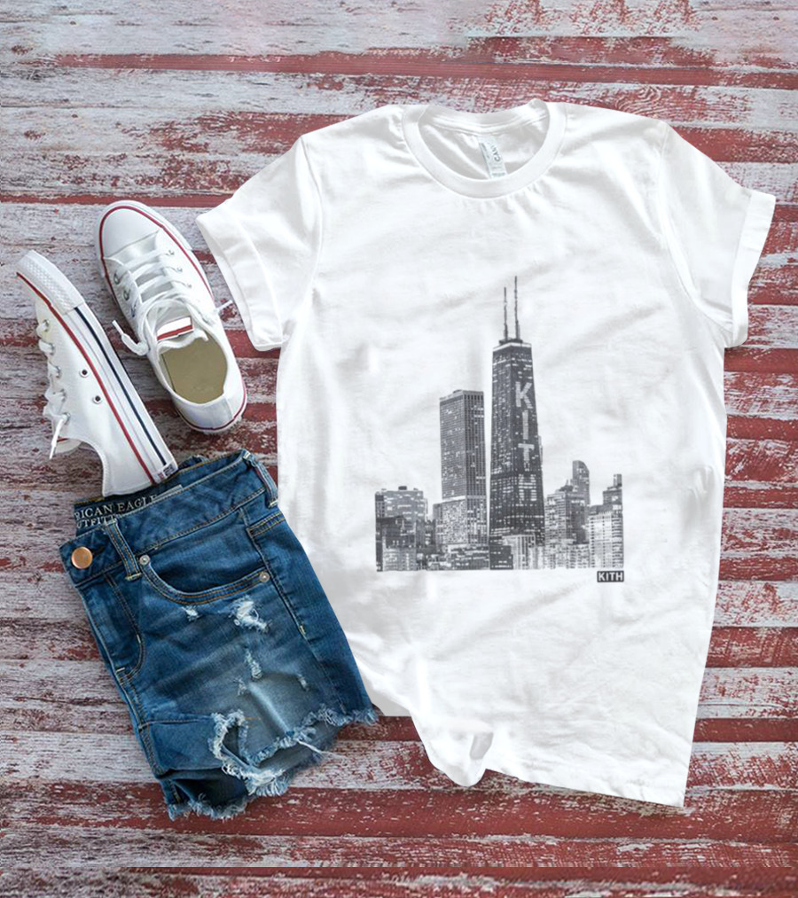 Kith Chicago Skyline Merchandise Featuring Iconic Skyscraper Artwork T-Shirt