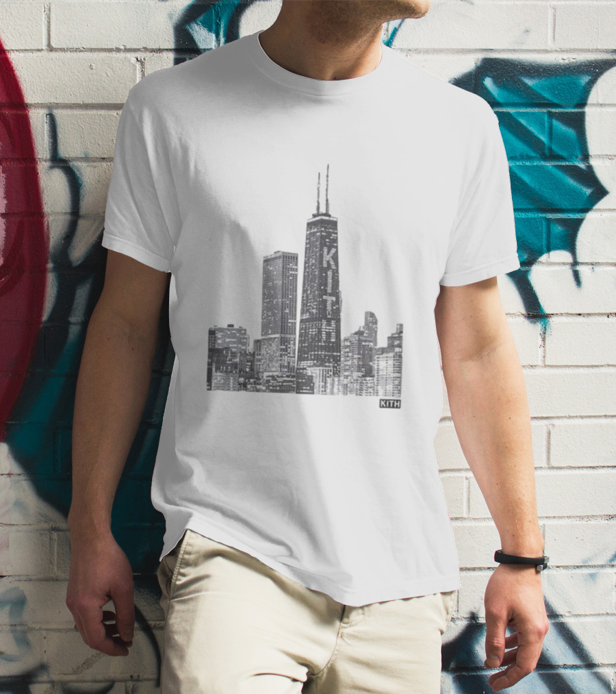 Kith Chicago Skyline Merchandise Featuring Iconic Skyscraper Artwork T-Shirt