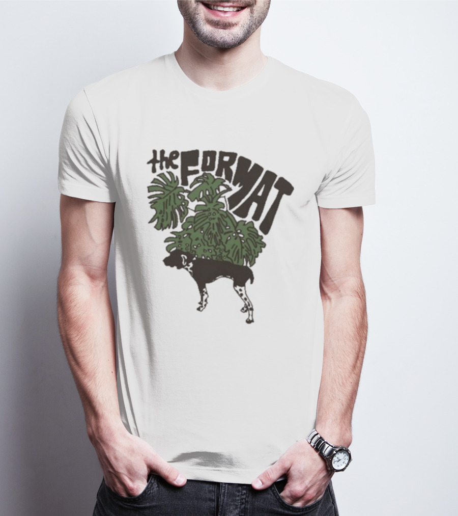 The Format Tropical Leaves And Dog Mustard T-Shirt