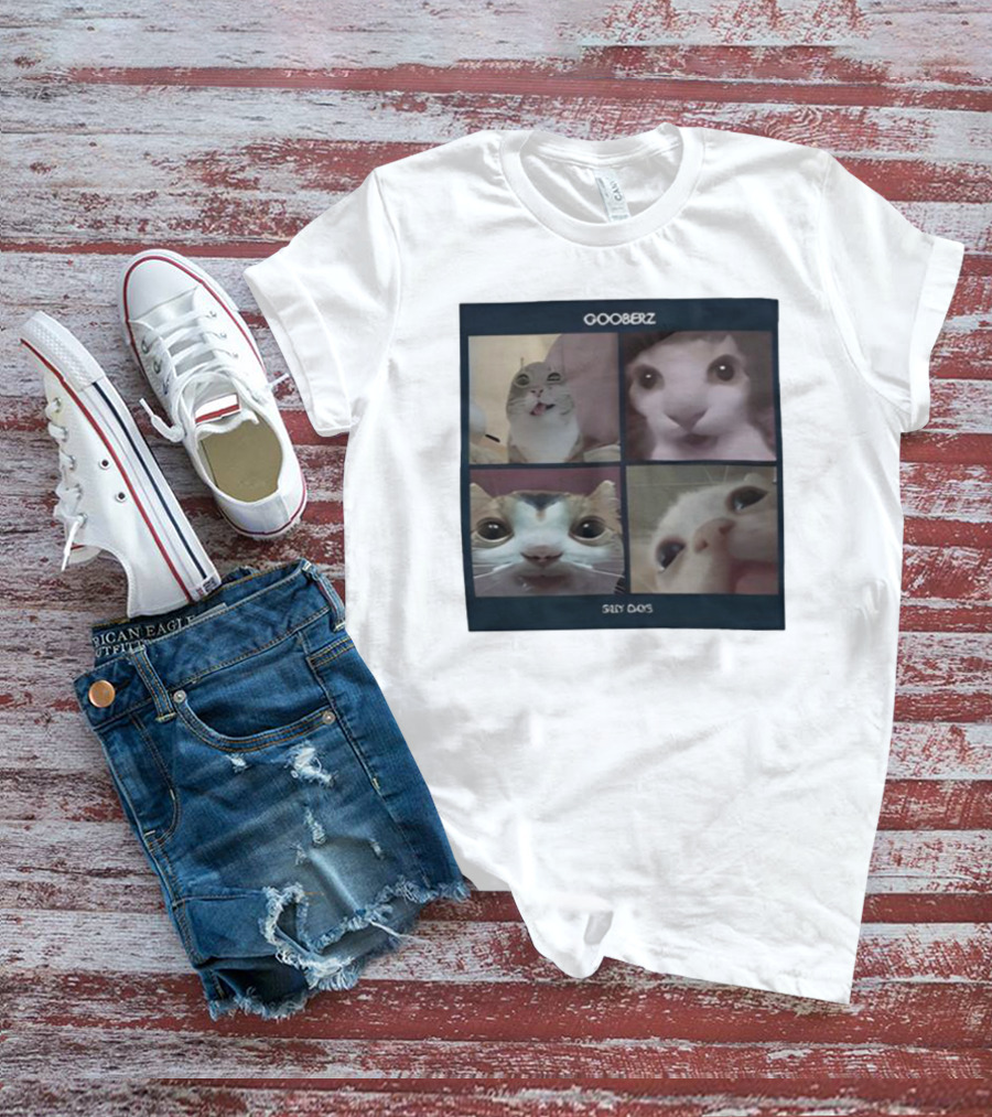 Gooberz Silly Days Funny Cat Faces Collage T-Shirt