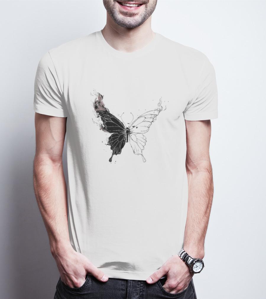 Princess Goes Butterfly Diagram Black Wings Illustration T-Shirt