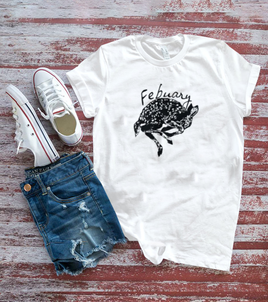 February Fawn Handwritten Style Retro Aesthetic T-Shirt