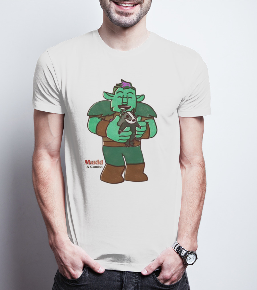 Mudd & Omino Goblin Character Embracing Pet Badger T-Shirt