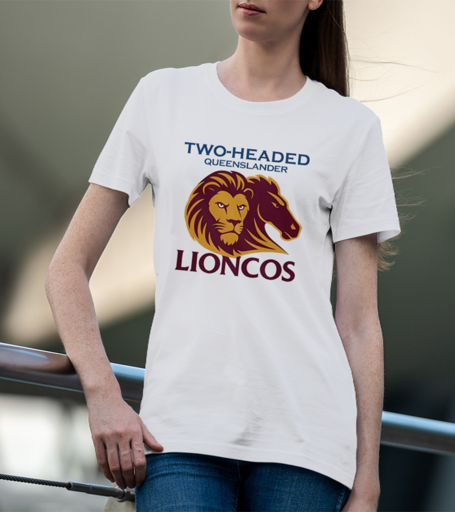 Two Headed Queenslander Lioncos Lion And Horse Head T-Shirt