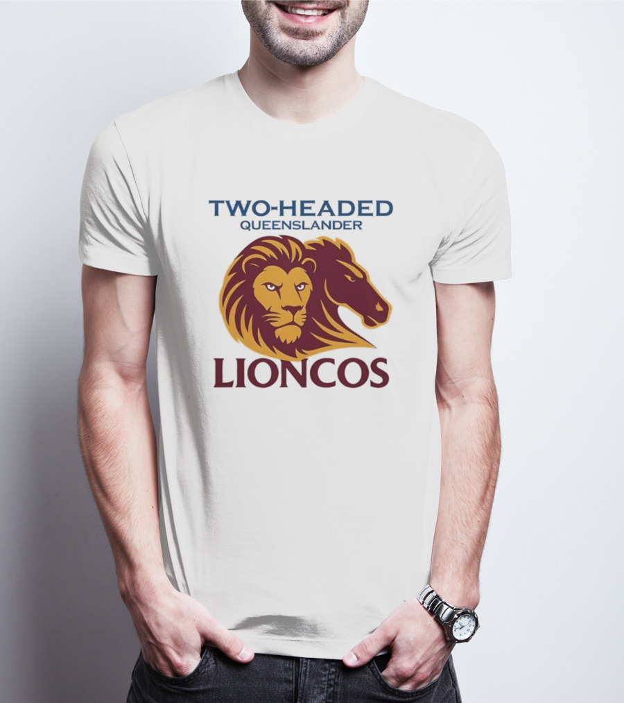 Two Headed Queenslander Lioncos Lion And Horse Head T-Shirt