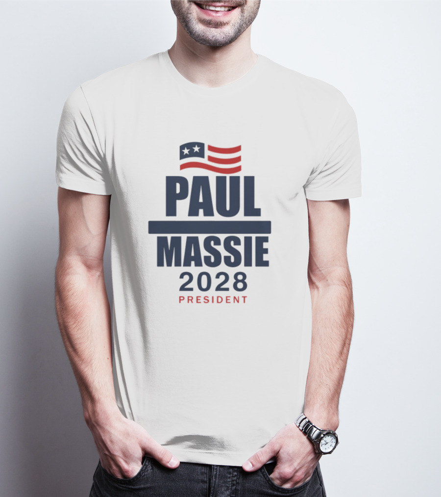 Paul Massie 2028 President Campaign With American Flag Icon T-Shirt