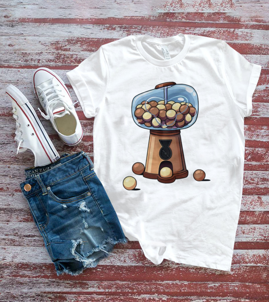 Gum Ball Machine With Brown And Cream Gumballs T-Shirt