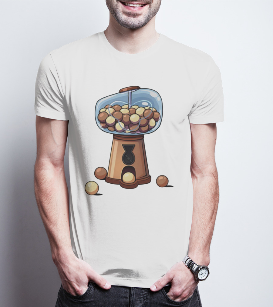 Gum Ball Machine With Brown And Cream Gumballs T-Shirt