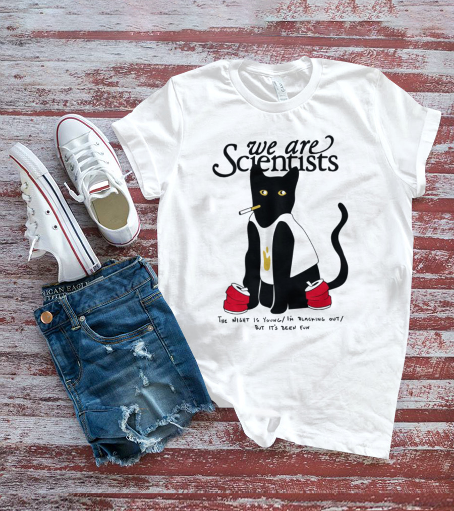We Are Scientists Washed Up Cat Smoking Red Shoes This Scene Is Dead T-Shirt